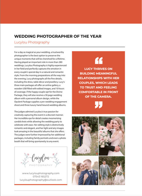 South of England Prestige Awards Wedding Photographer of the year Hampshire 2022 / 2023