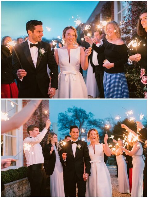 Wedding sparklers at Chewton Glen by Hampshire Wedding Photographer Lucylou Photography